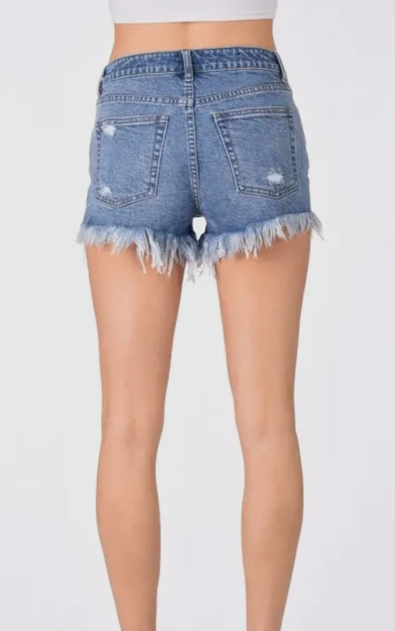 Button Down Denim Shorts