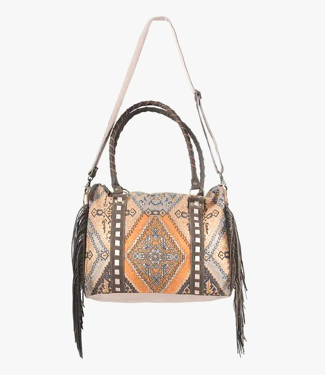 Upcycled Fringed Canvas Tote