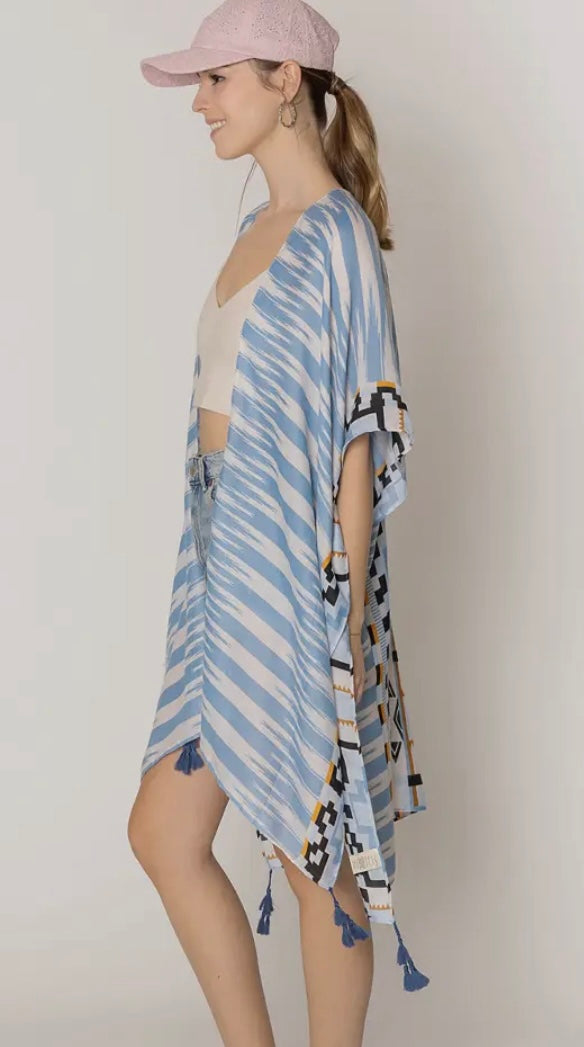 Aztec Pattern Kimono Peach or Blue
