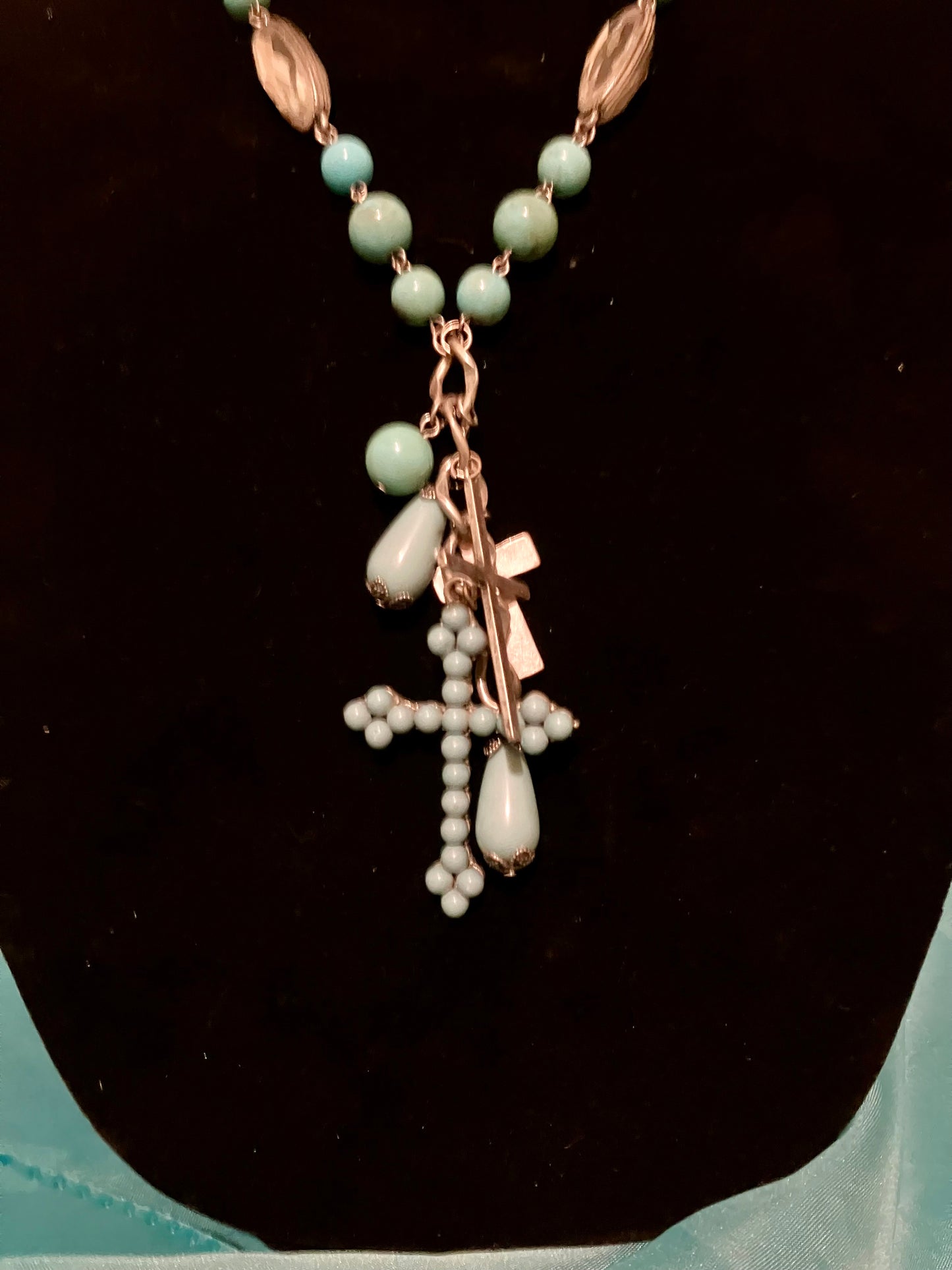 Turquoise & Cross Y-Necklace