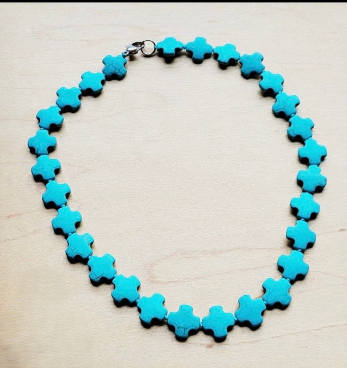 Turquoise Beaded
Cross Necklace