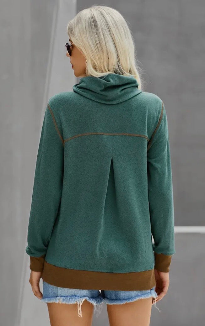 Mint Green Cowl Neck Top
