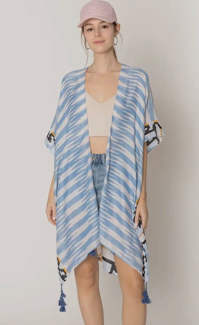 Aztec Pattern Kimono Peach or Blue