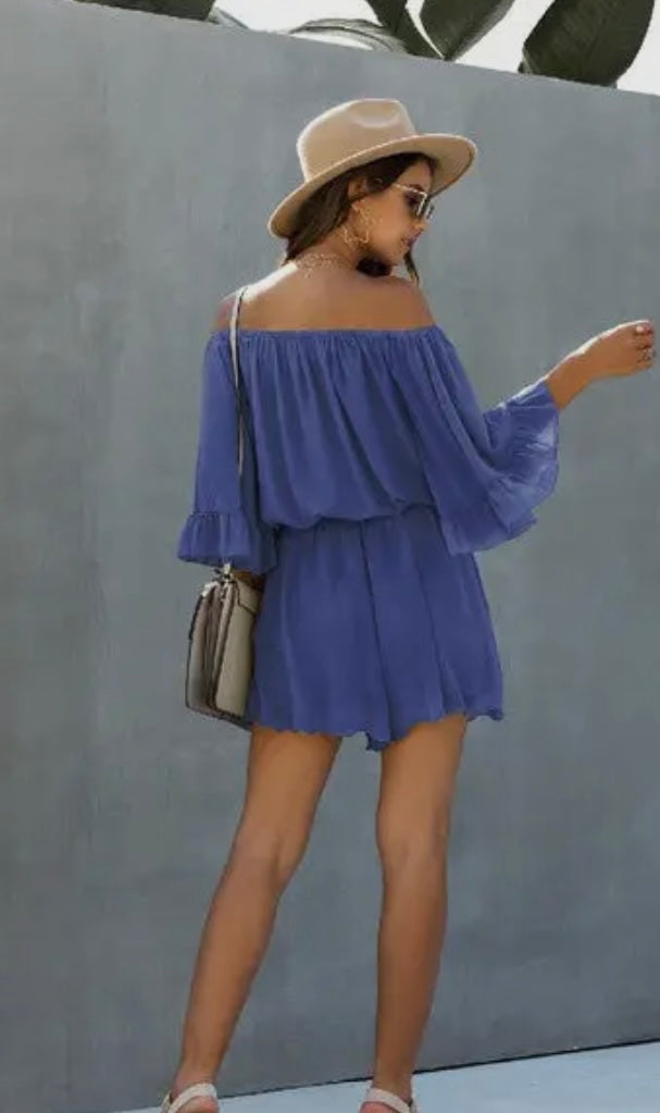 Blue Chiffon Romper