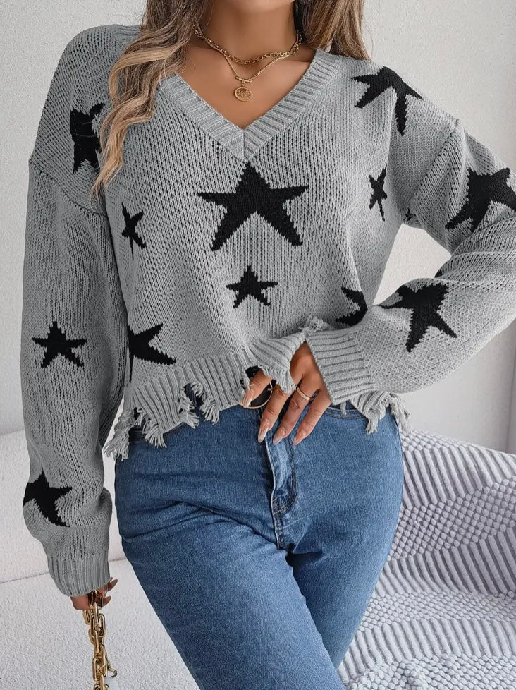 Distressed Star Sweater