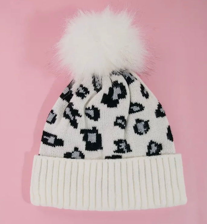 Leopard Pom Pom Beanie