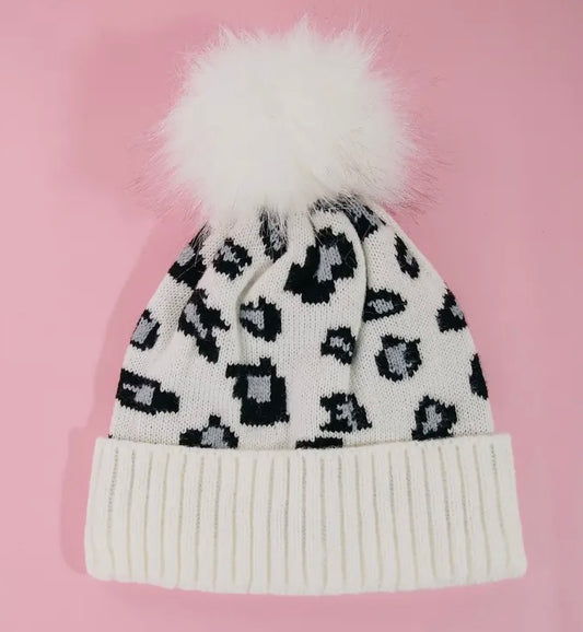 Leopard Pom Pom Beanie