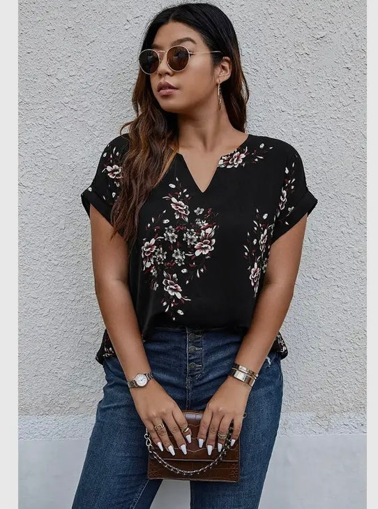 Plus Size Floral Print Blouse
