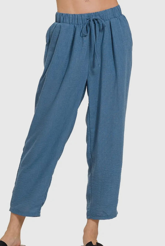 Dusty Blue Drawstring Pants