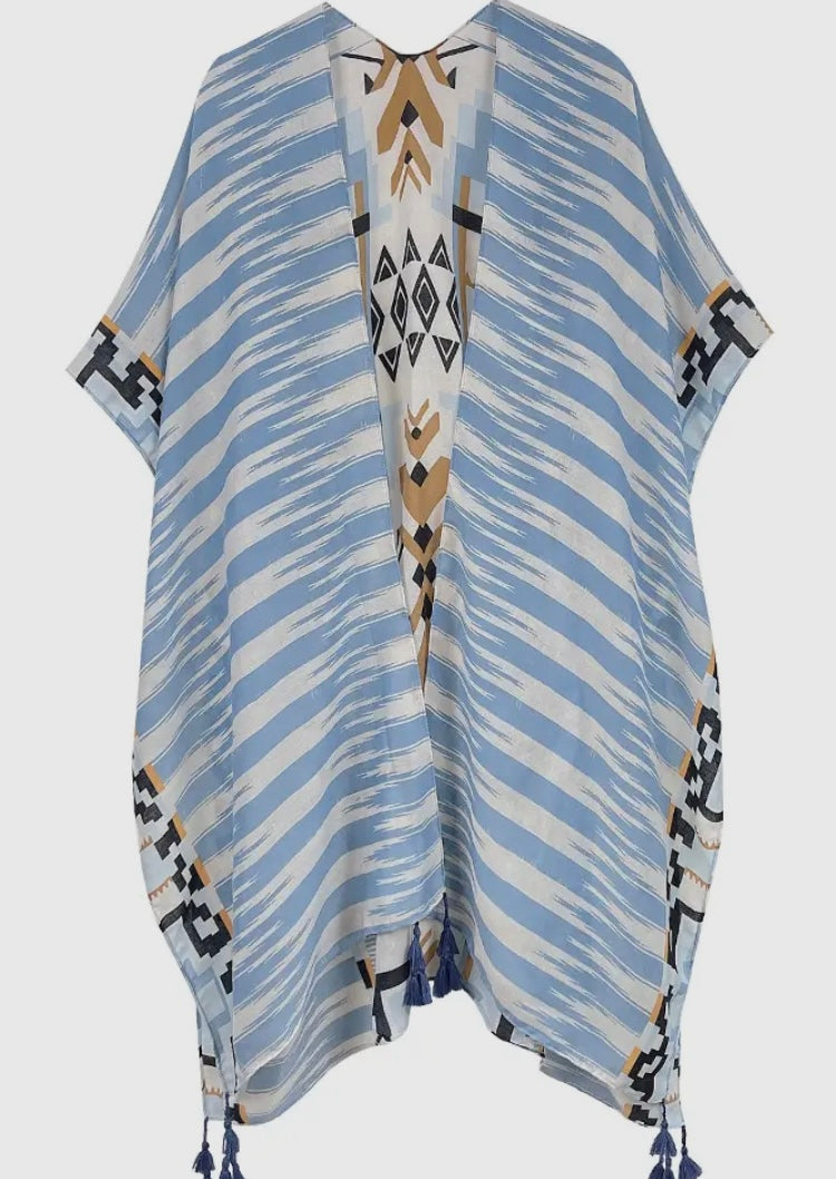 Aztec Pattern Kimono Peach or Blue