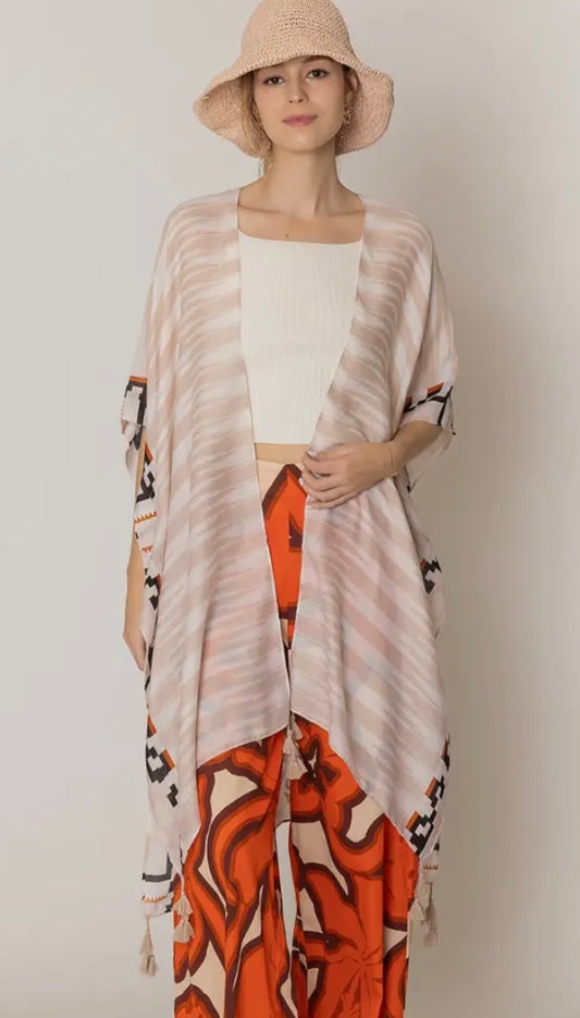 Aztec Pattern Kimono Peach or Blue