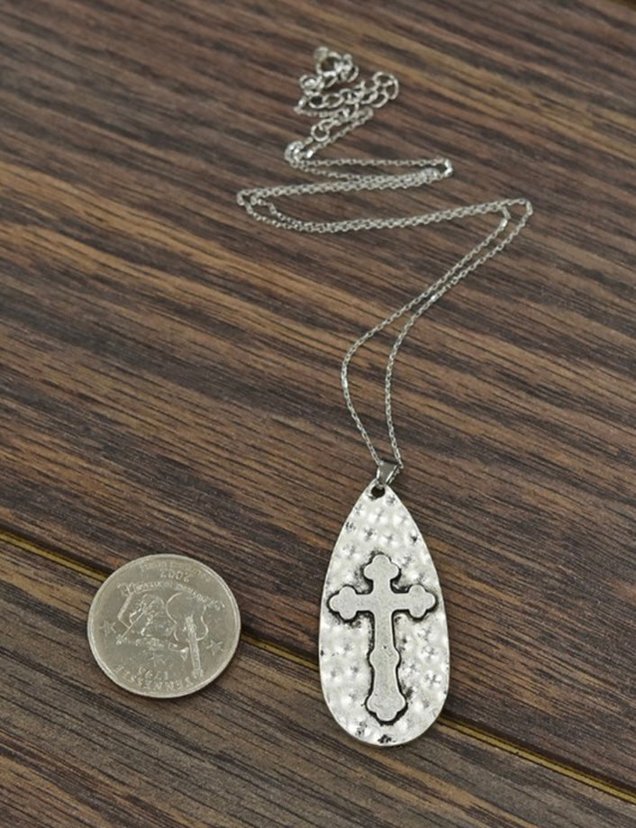 Hammered Cross Necklace