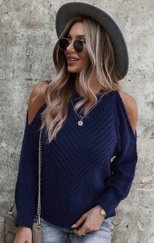 Chic Shoulder Cutout Sweater