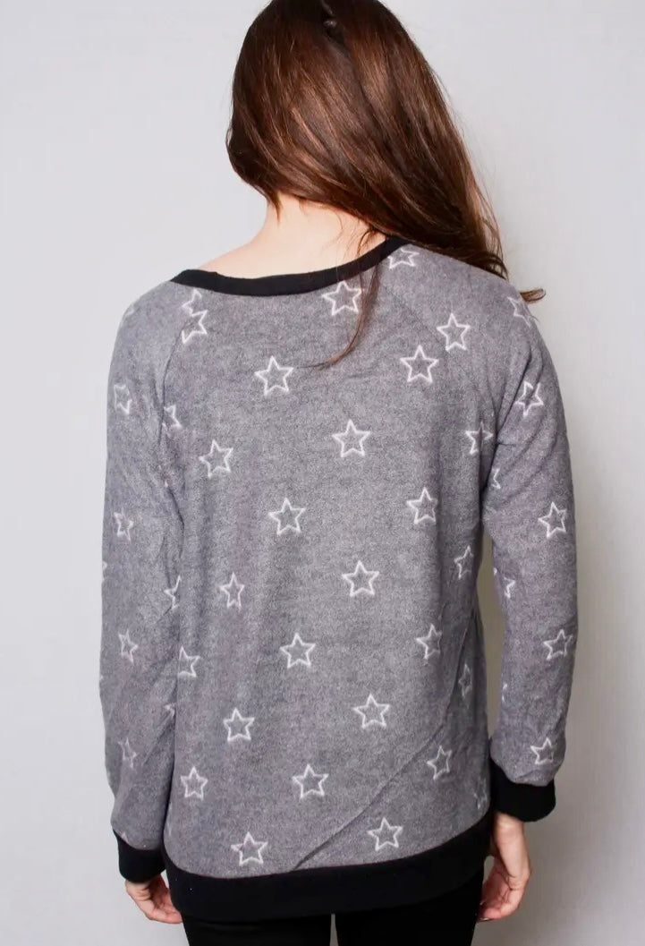 Star Print Raglan Top