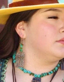 Copper Cross Earrings w/ Natural Turquoise Chunks