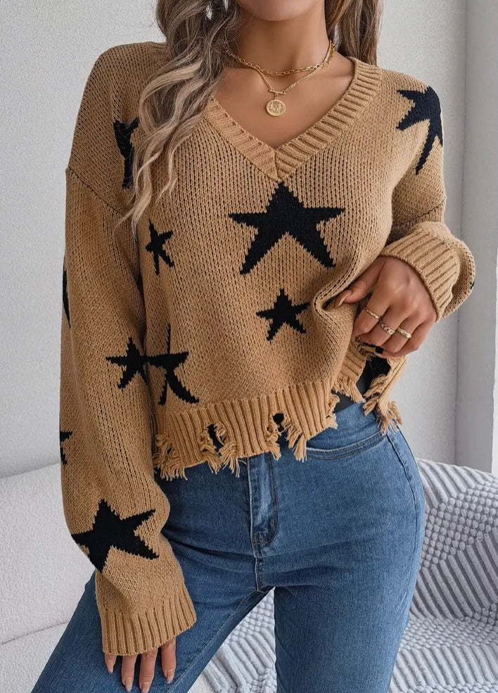 Distressed Star Sweater