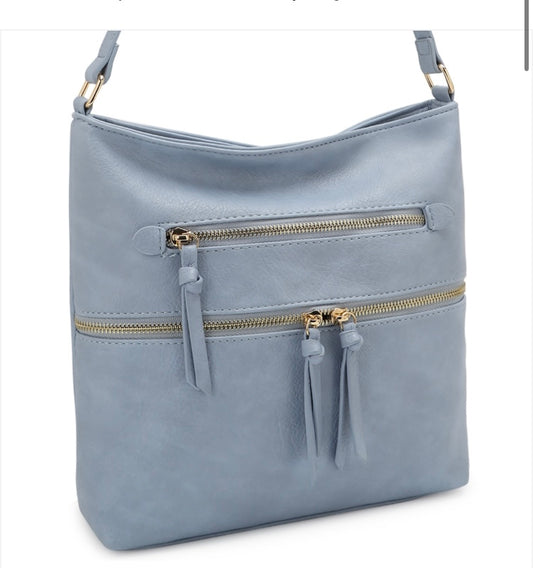 Zip Pocket Crossbody
Bag Light Blue