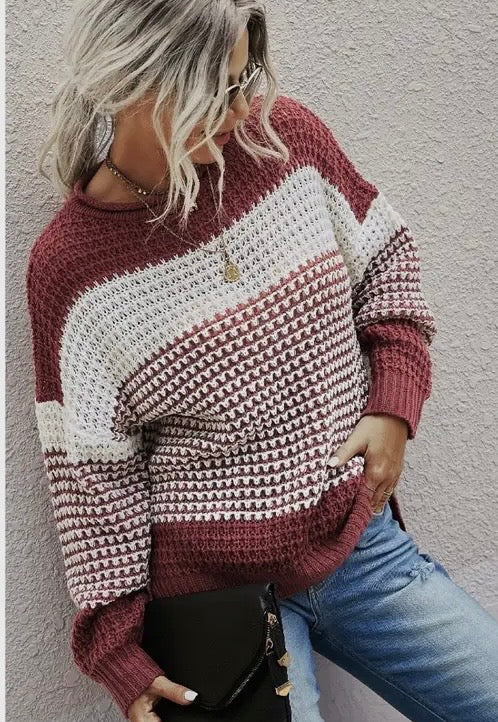 Rust Color Block Sweater