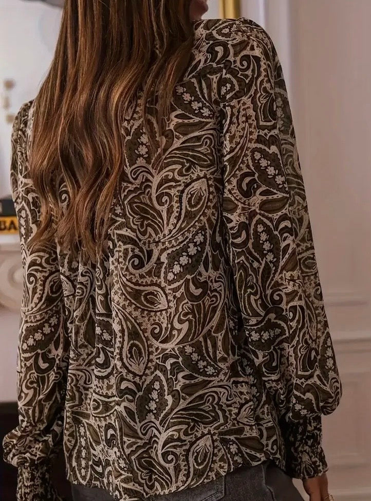 Coffee Paisley Blouse