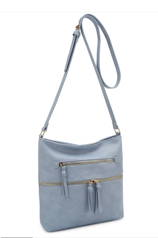 Zip Pocket Crossbody
Bag Light Blue