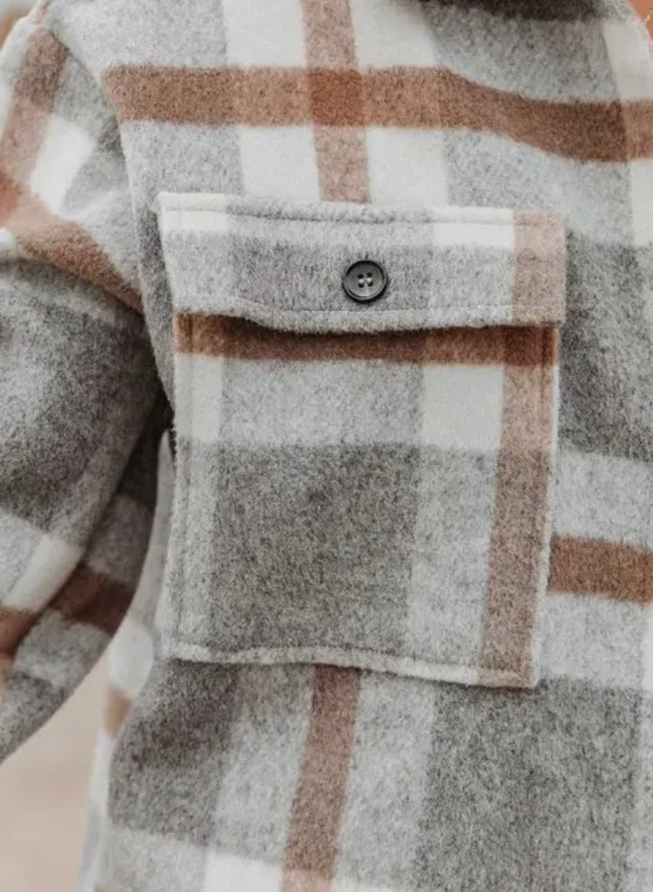 Gray Plaid Flannel
Shirt Jacket