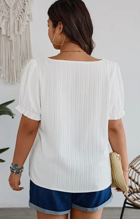 Plus Size White Floral Blouse