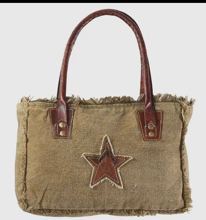 Star Upcycled Canvas Bag