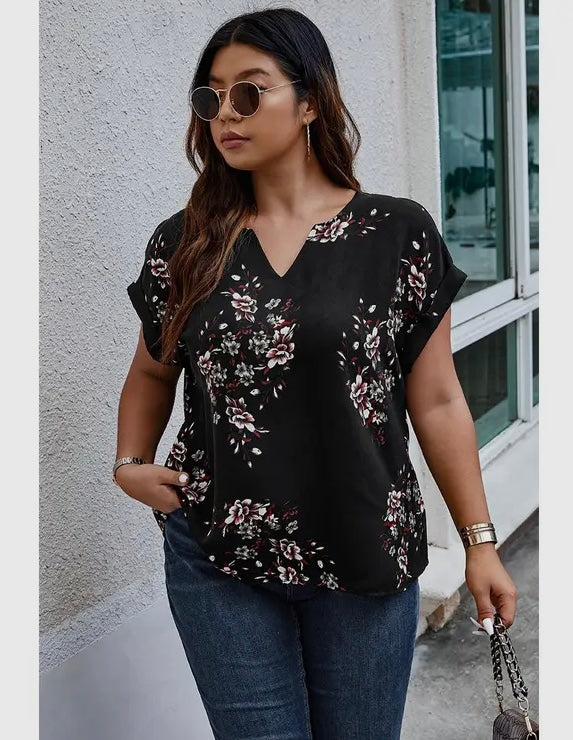 Plus Size Floral Print Blouse