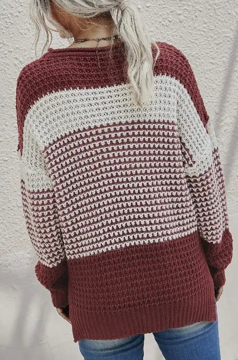 Rust Color Block Sweater