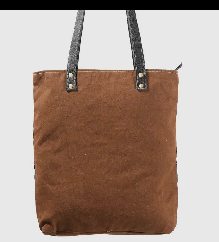 Aztec Canvas & Cowhide Tote