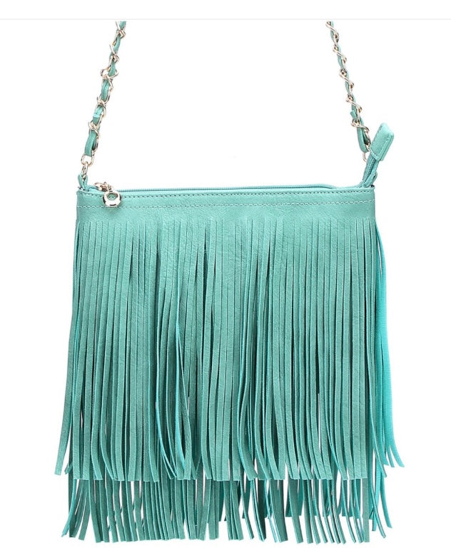 Turquoise Western Fringe Cross Body Bag