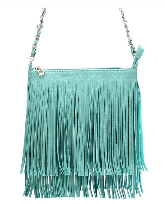 Turquoise Western Fringe Cross Body Bag