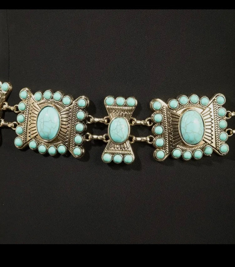 Gold Tone Western Style Concho Chain Belt