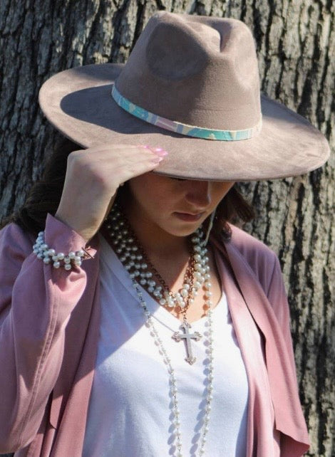 Pearl and Copper Cross Necklace