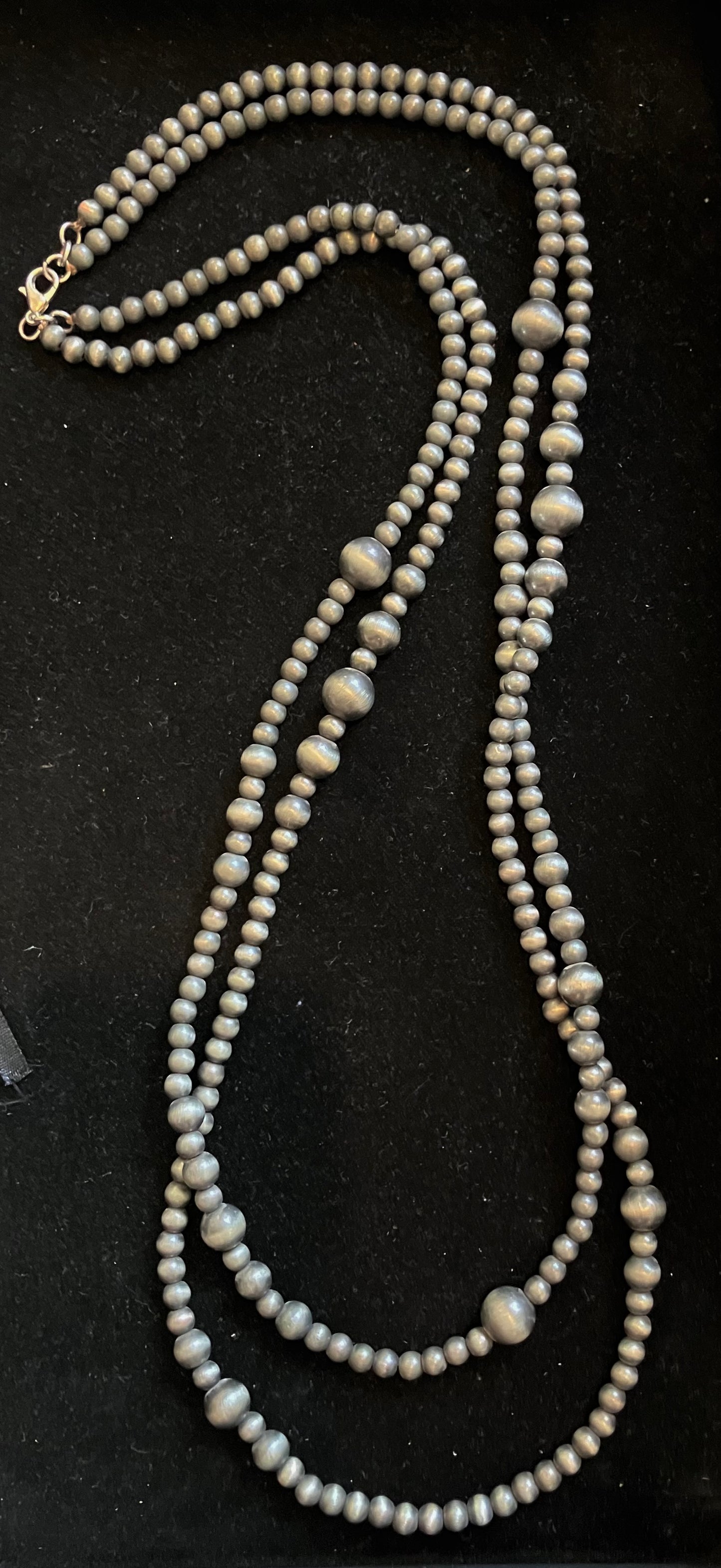 Faux Gray / Silver Double Strand Necklace