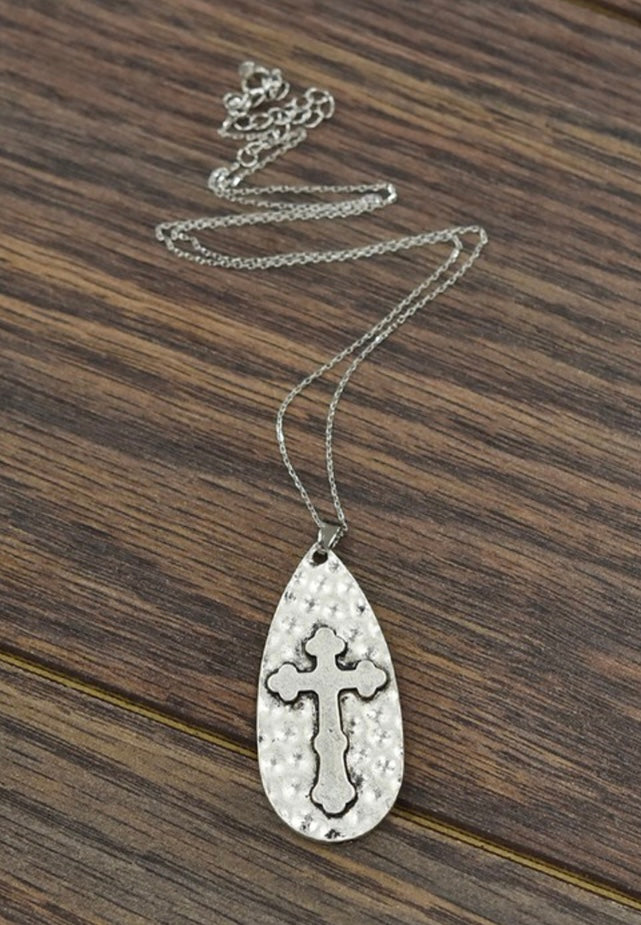 Hammered Cross Necklace
