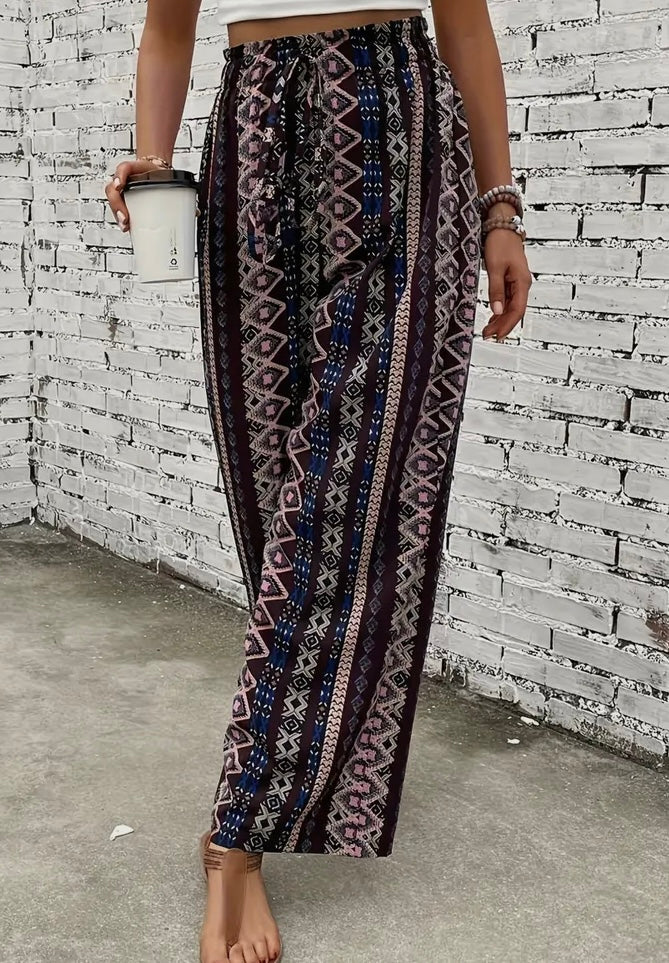 Printed Wide Leg Pants