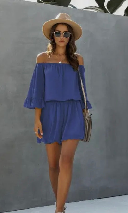 Blue Chiffon Romper