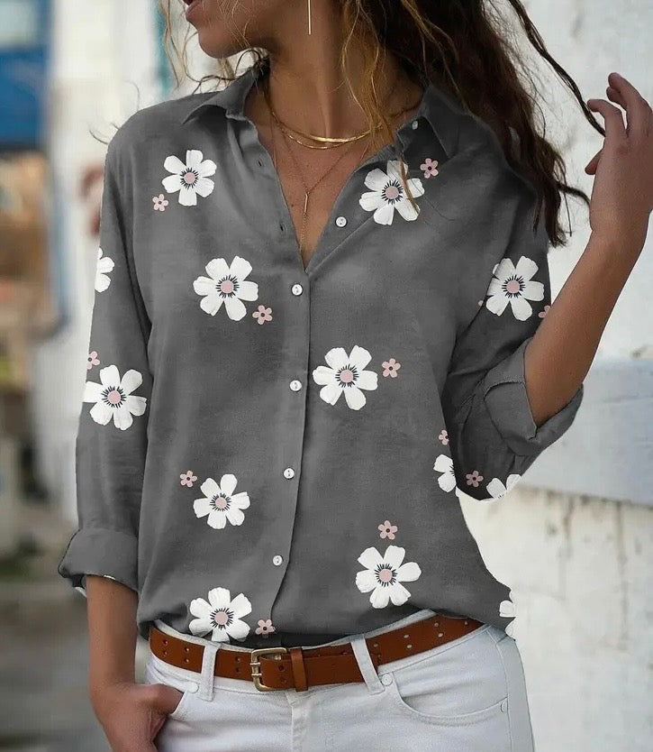 Gray Floral Shirt