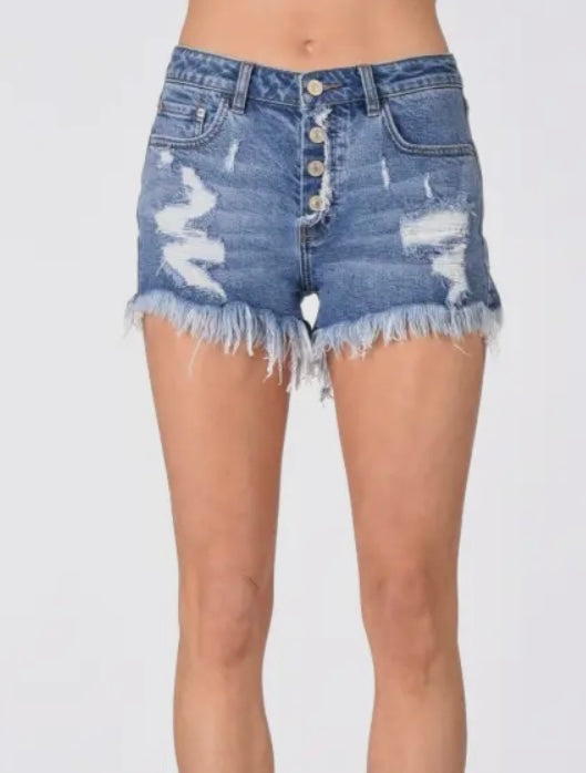 Button Down Denim Shorts
