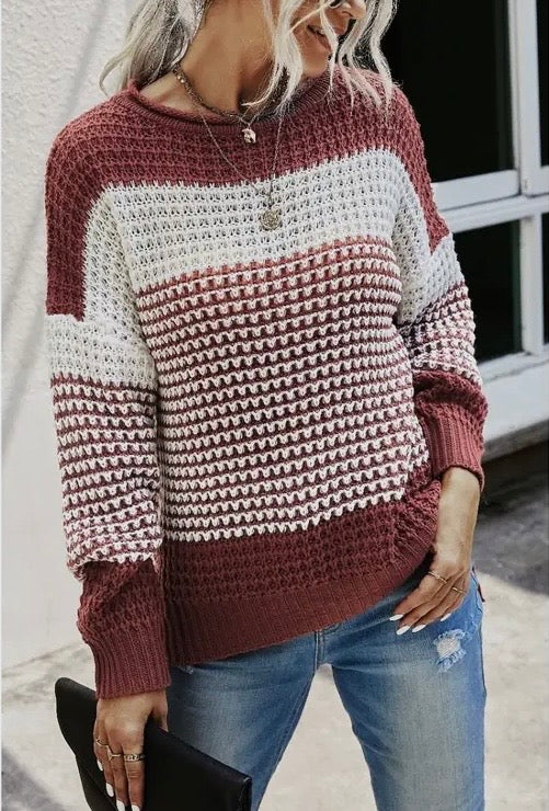 Rust Color Block Sweater