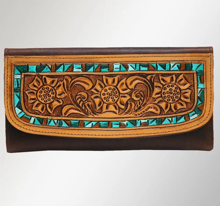Floral Tooled Wallet /Crossbody