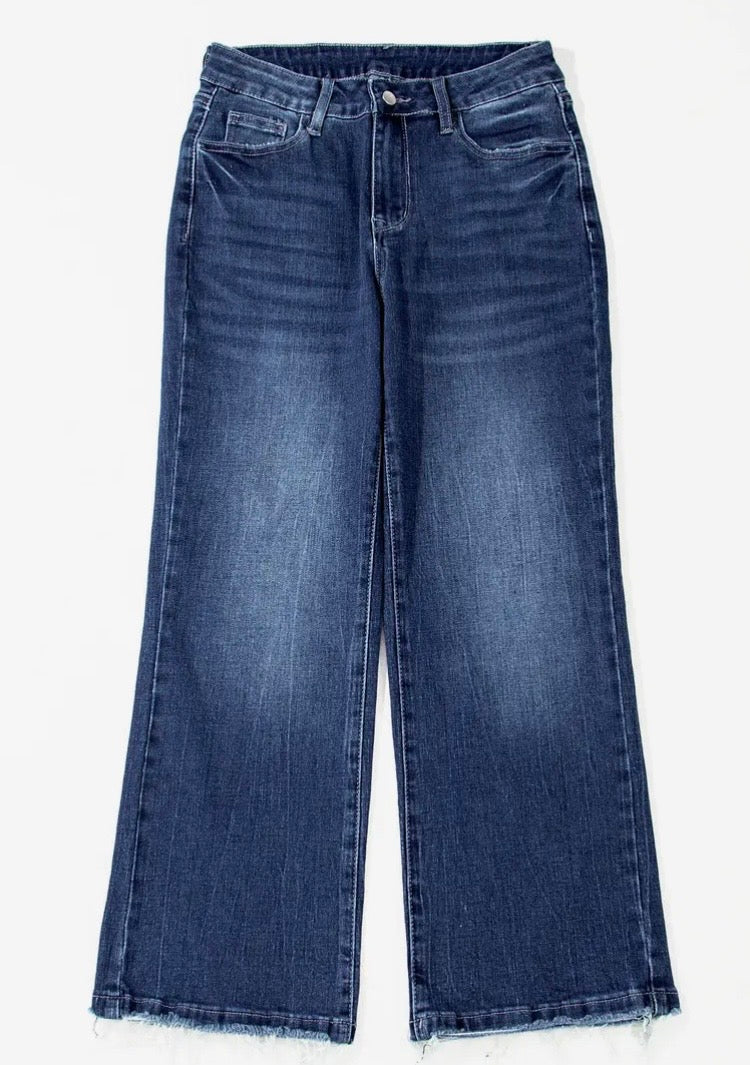 Delilah High Waisted Flared Jeans with Raw Hem