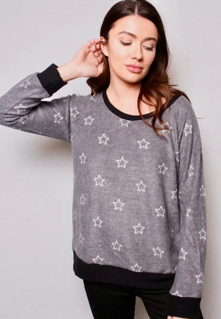 Star Print Raglan Top