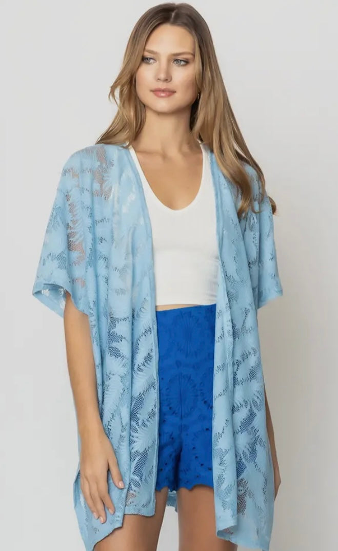 Blue Leaf Lace Kimono