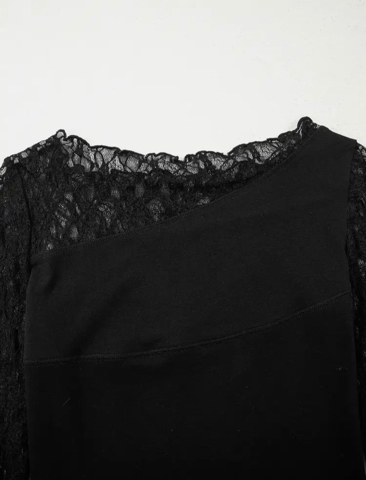 Black Lace Panel Top