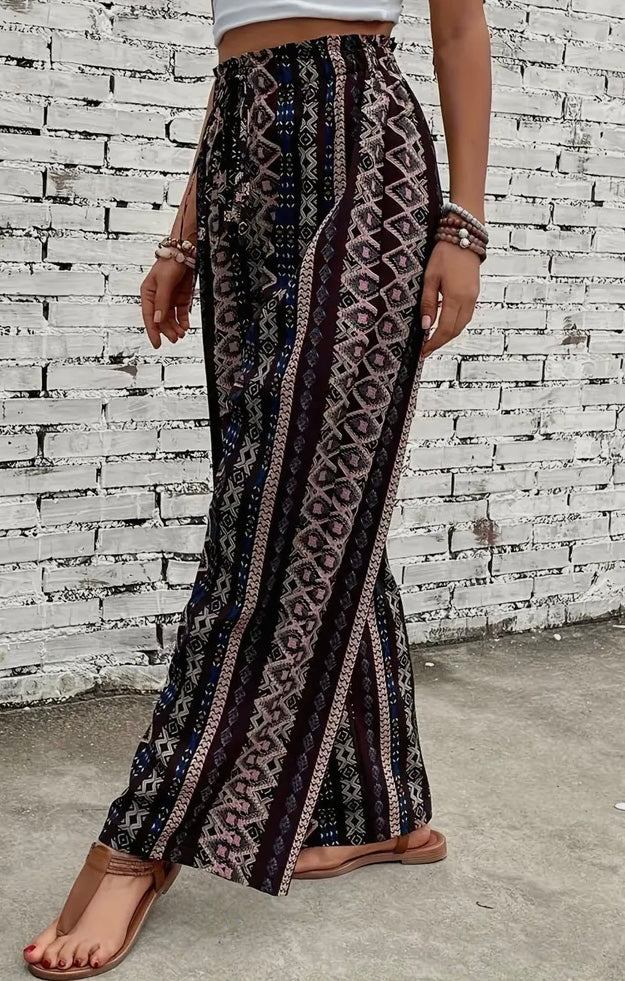 Printed Wide Leg Pants
