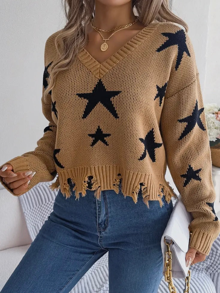 Distressed Star Sweater