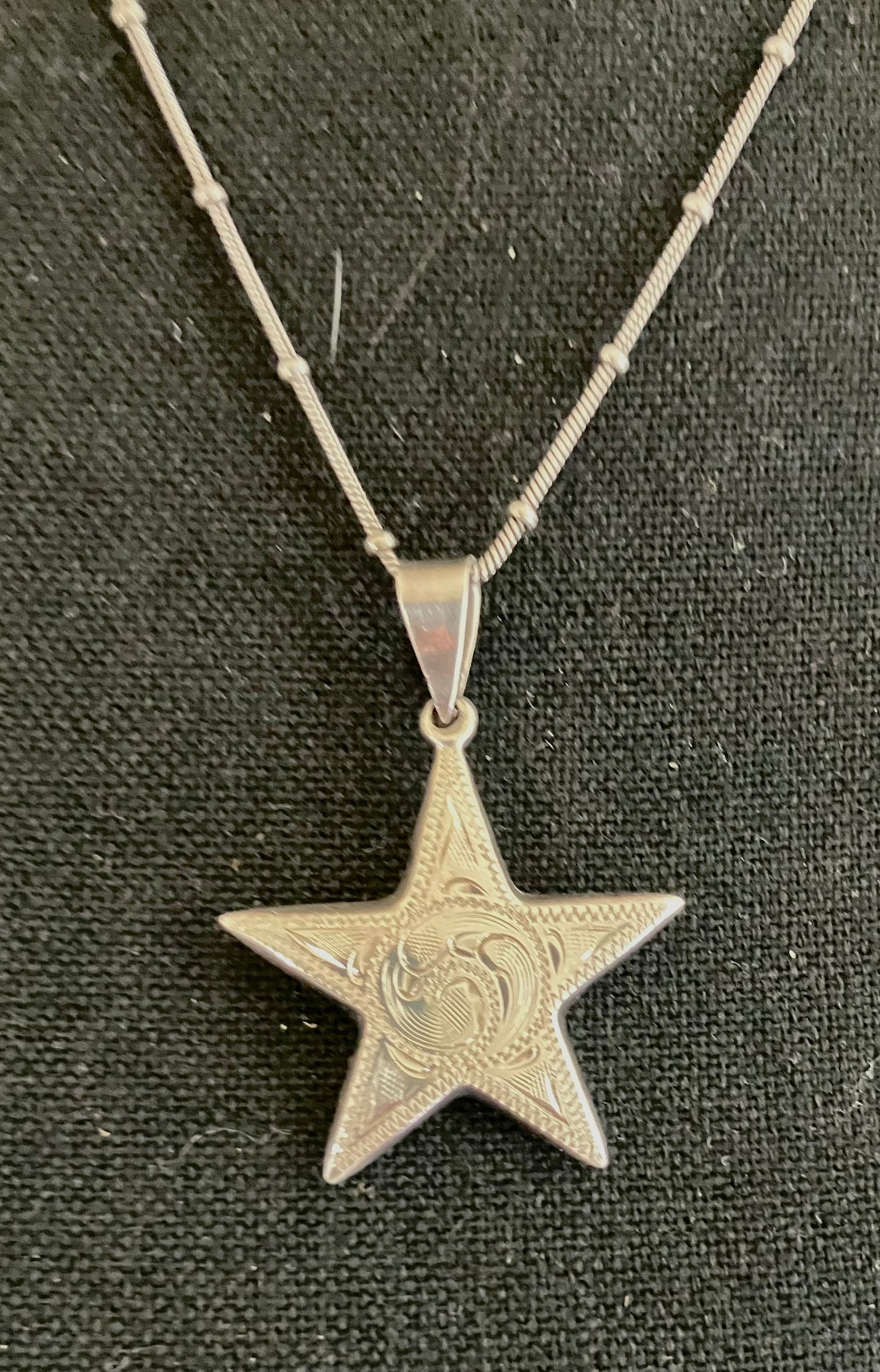 Sterling Silver Engraved Star Necklace