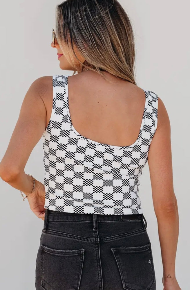 Checkered Print
Cropped Tank Top
